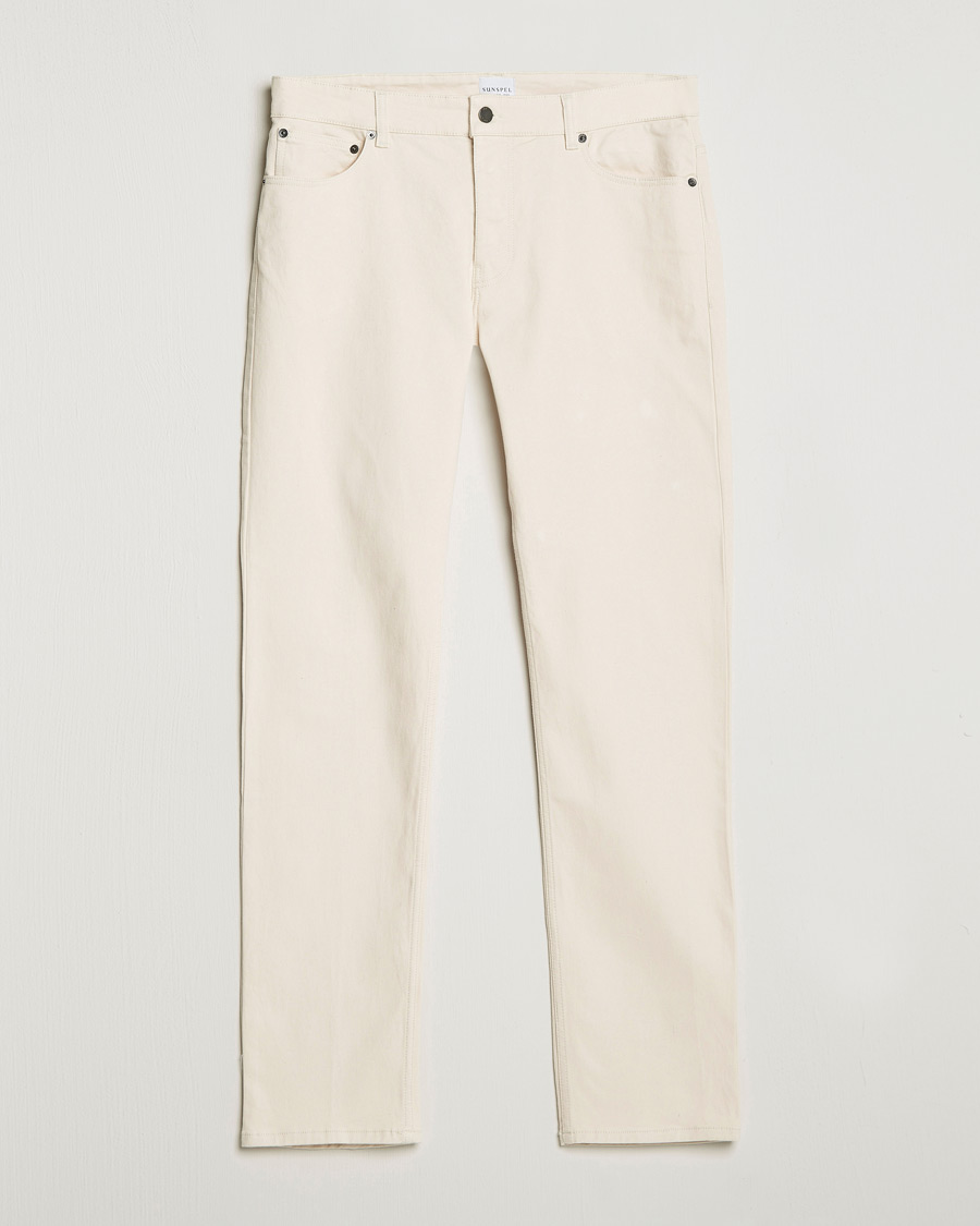 Men | Trousers | Sunspel | Five Pocket Cotton Twill Trousers Undyed