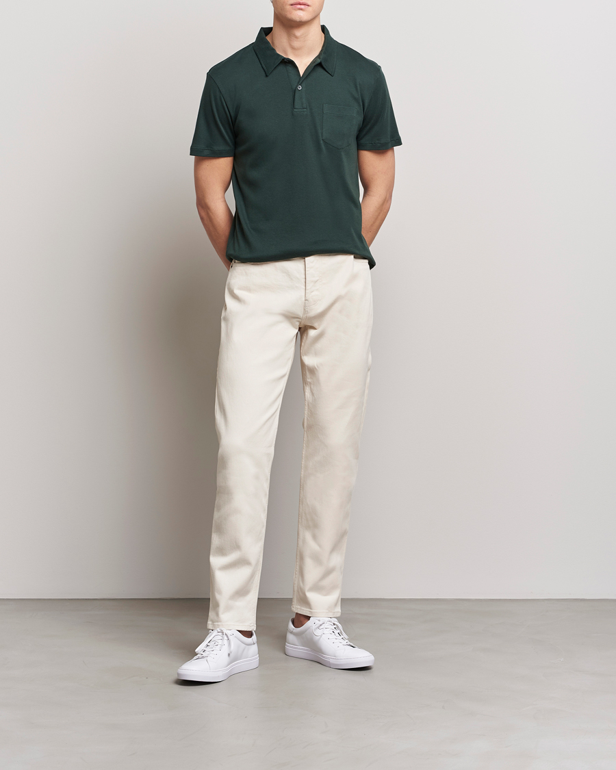 Men | Trousers | Sunspel | Five Pocket Cotton Twill Trousers Undyed