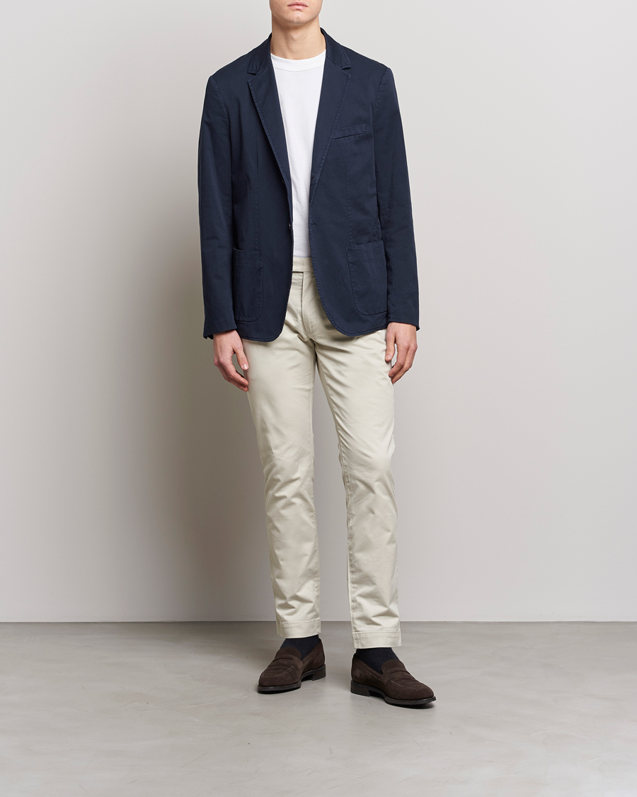 Men | Blazers | Sunspel | Cotton Stretch Jacket Navy
