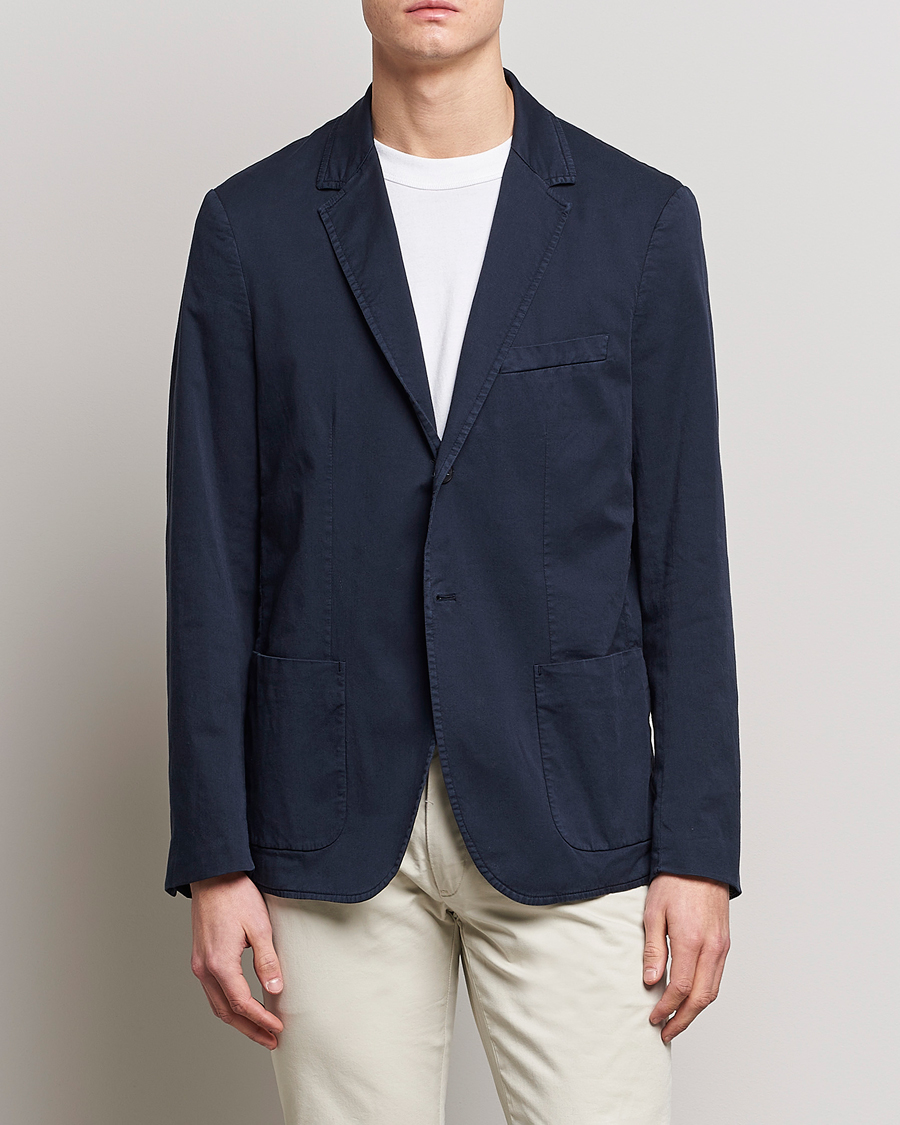 Men |  | Sunspel | Cotton Stretch Jacket Navy