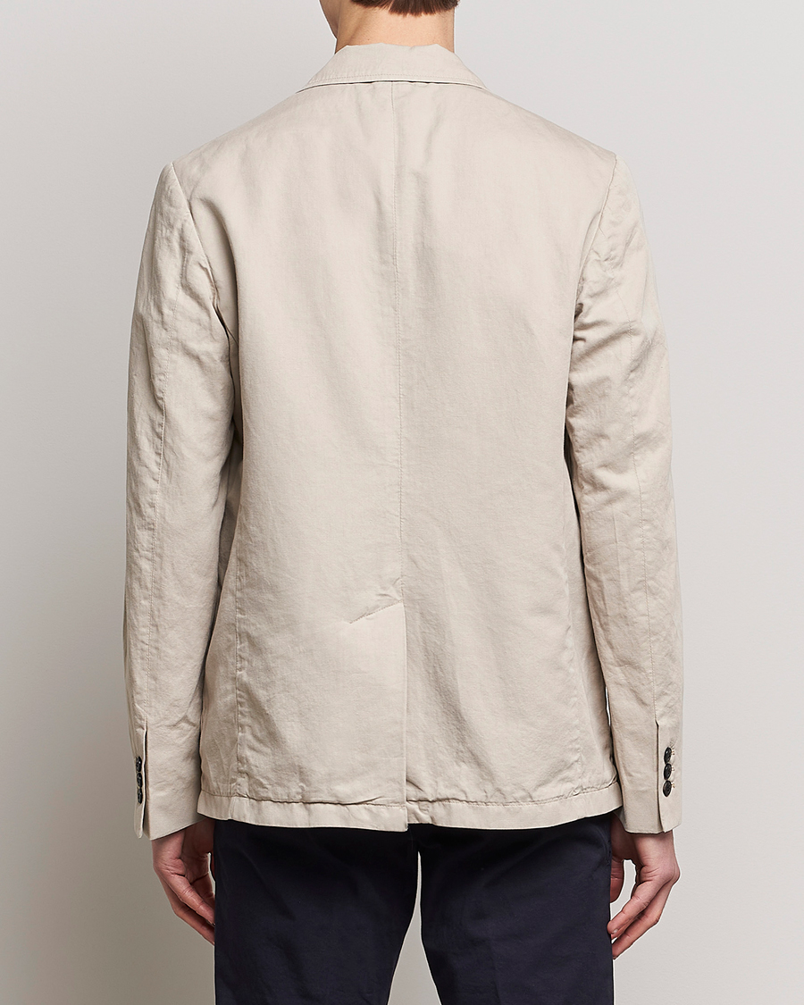 Men | Blazers | Sunspel | Unconstructed Cotton/Linen Blazer Light Sand