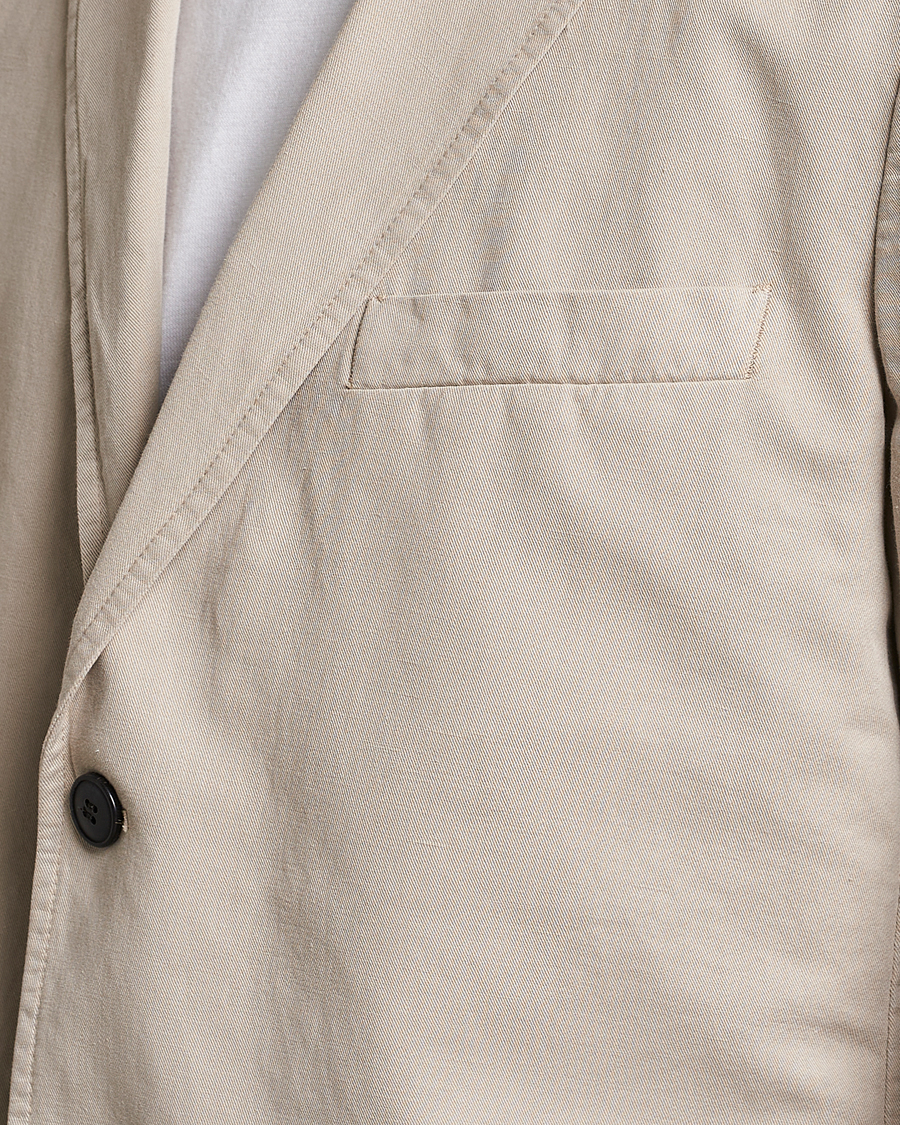 Men | Blazers | Sunspel | Unconstructed Cotton/Linen Blazer Light Sand