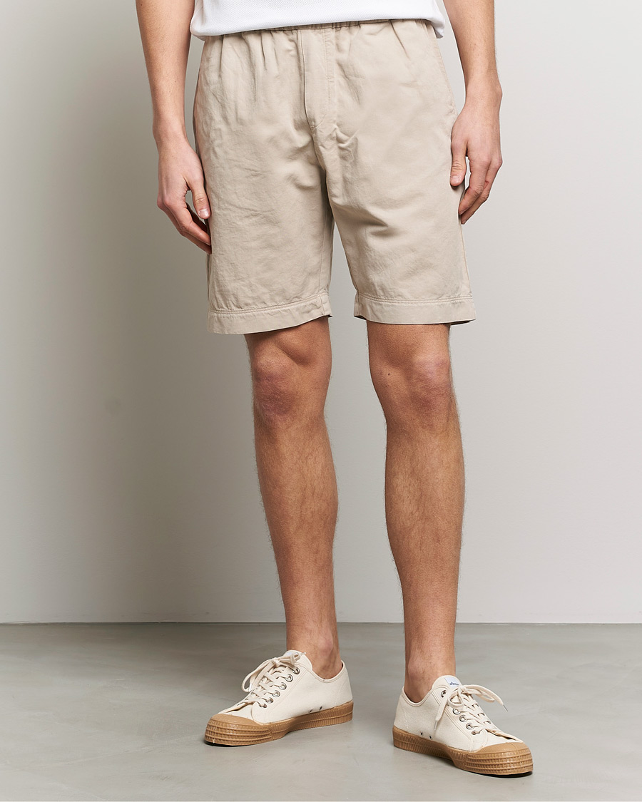 Men |  | Sunspel | Cotton/Linen Drawstring Shorts Light Sand