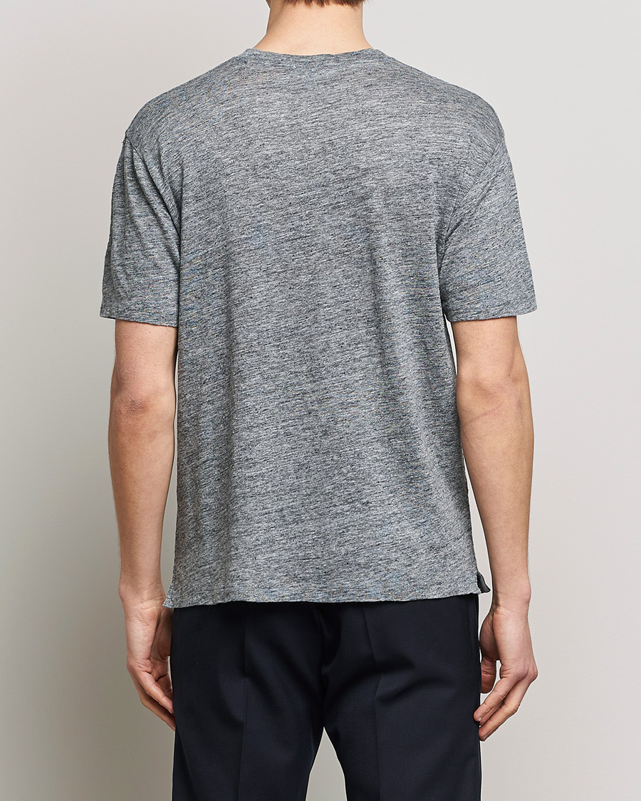 Men | T-Shirts | Sunspel | Linen T-Shirt Mid Grey Melange
