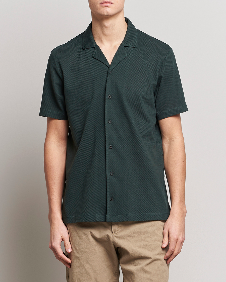 Men | Short Sleeve Polo Shirts | Sunspel | Riviera Resort Shirt Seaweed