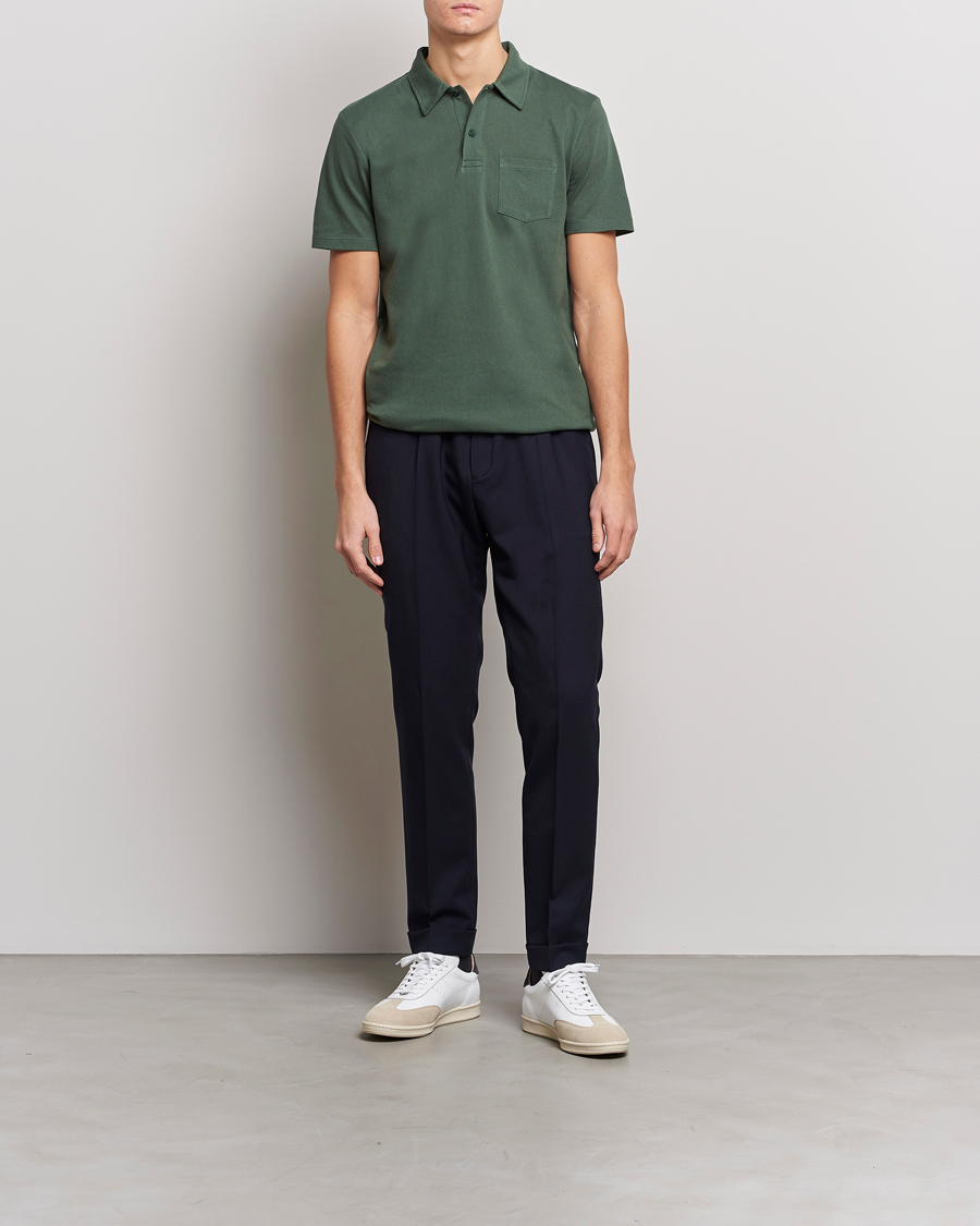 Men | Polo Shirts | Sunspel | Riviera Polo Shirt Dark Green