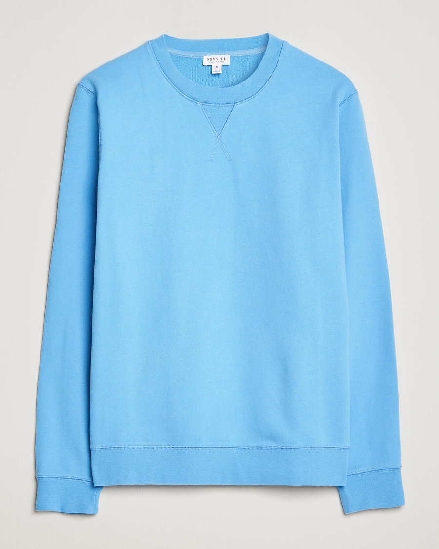 Men | Sweaters & Knitwear | Sunspel | Loopback Sweatshirt Ocean Blue