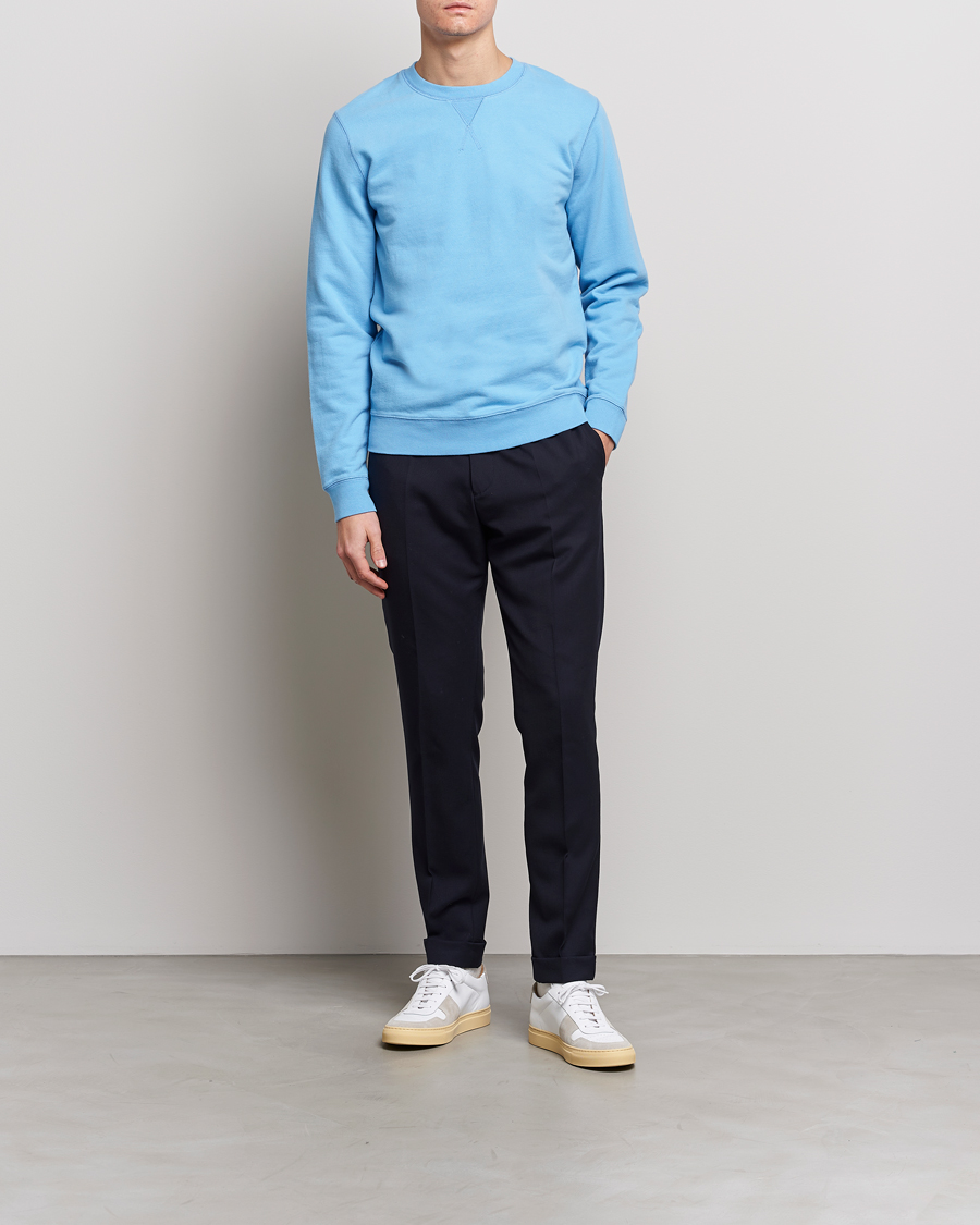 Men | Sweaters & Knitwear | Sunspel | Loopback Sweatshirt Ocean Blue