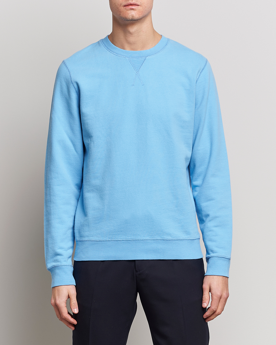 Men |  | Sunspel | Loopback Sweatshirt Ocean Blue