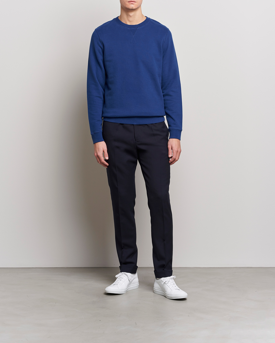 Men | Sweaters & Knitwear | Sunspel | Loopback Sweatshirt Space Blue