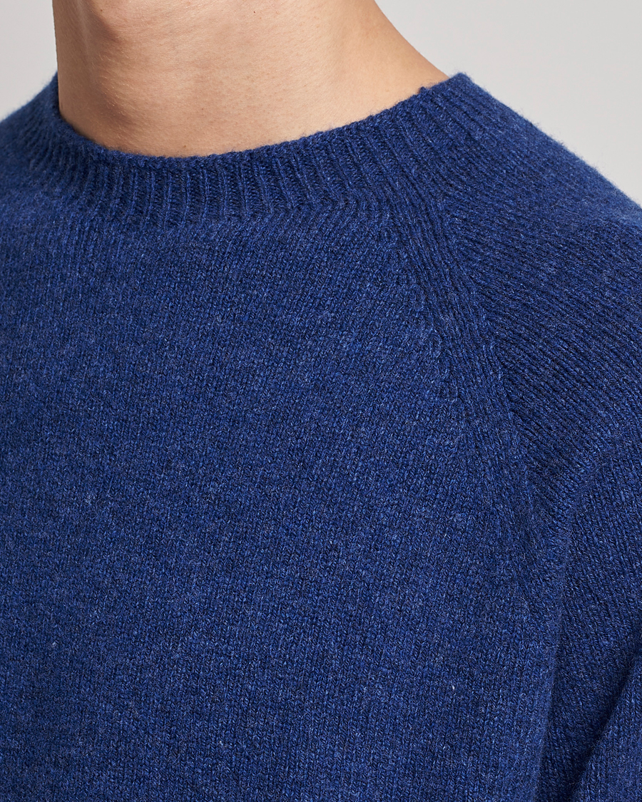 Men | Sweaters & Knitwear | Sunspel | Lambswool Crewneck Space Blue