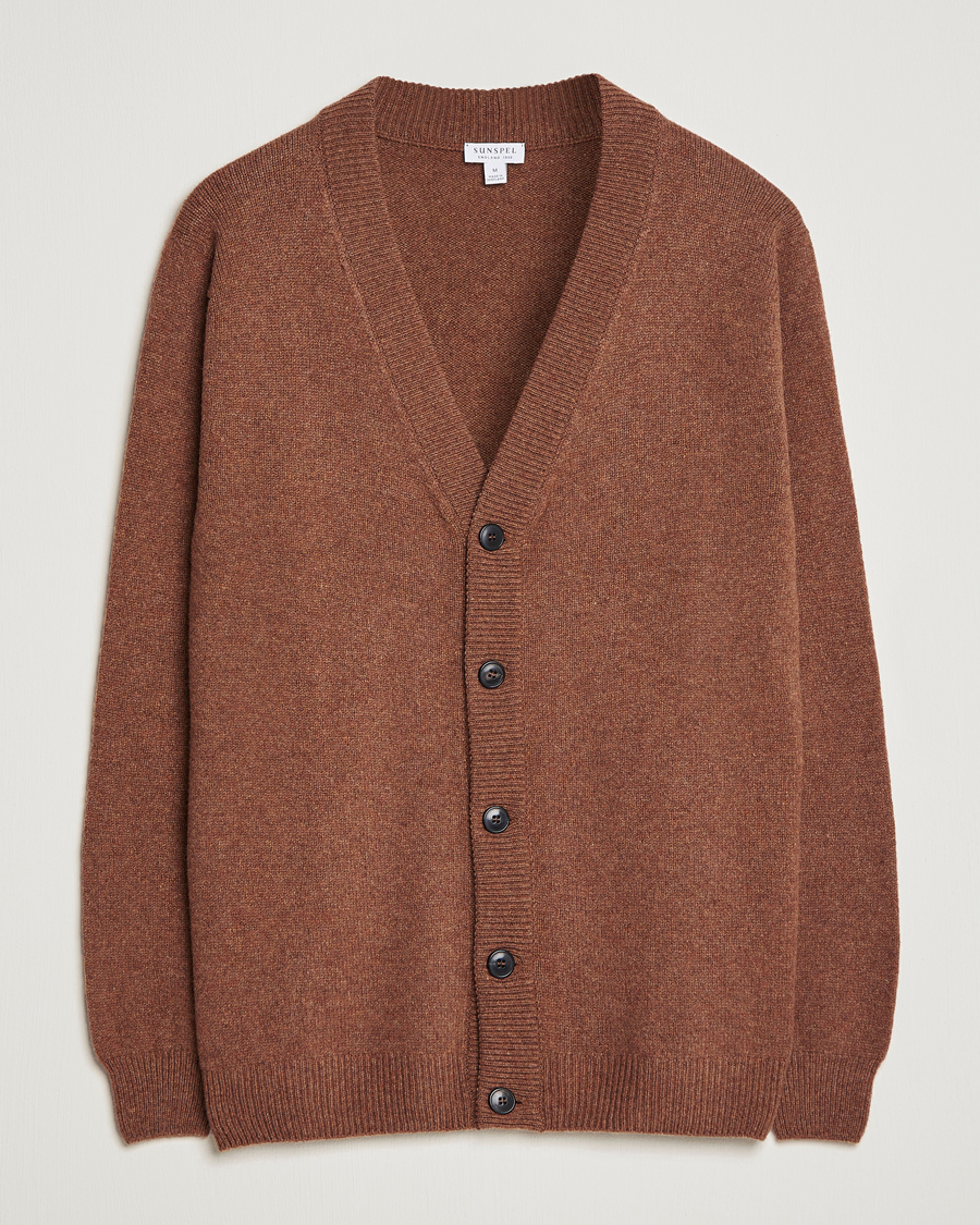 Men | Sweaters & Knitwear | Sunspel | Lambswool Cardigan Pecan