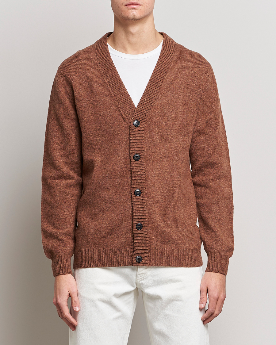 Men | Sweaters & Knitwear | Sunspel | Lambswool Cardigan Pecan