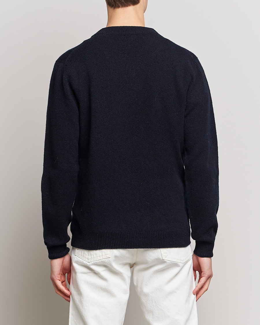 Men | Sweaters & Knitwear | Sunspel | Lambswool V-Neck Dark Navy Mouline