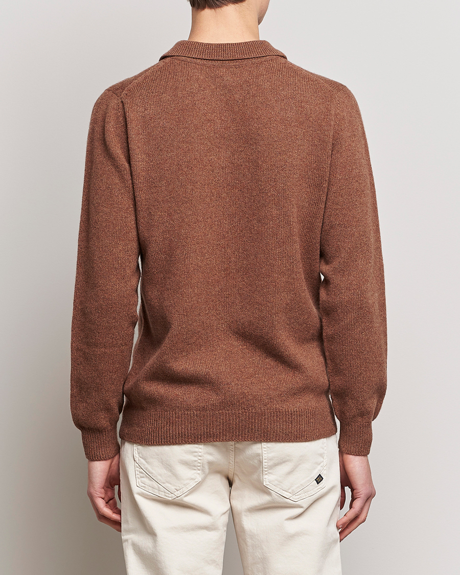 Men | Sweaters & Knitwear | Sunspel | Lambswool Poloshirt Pecan