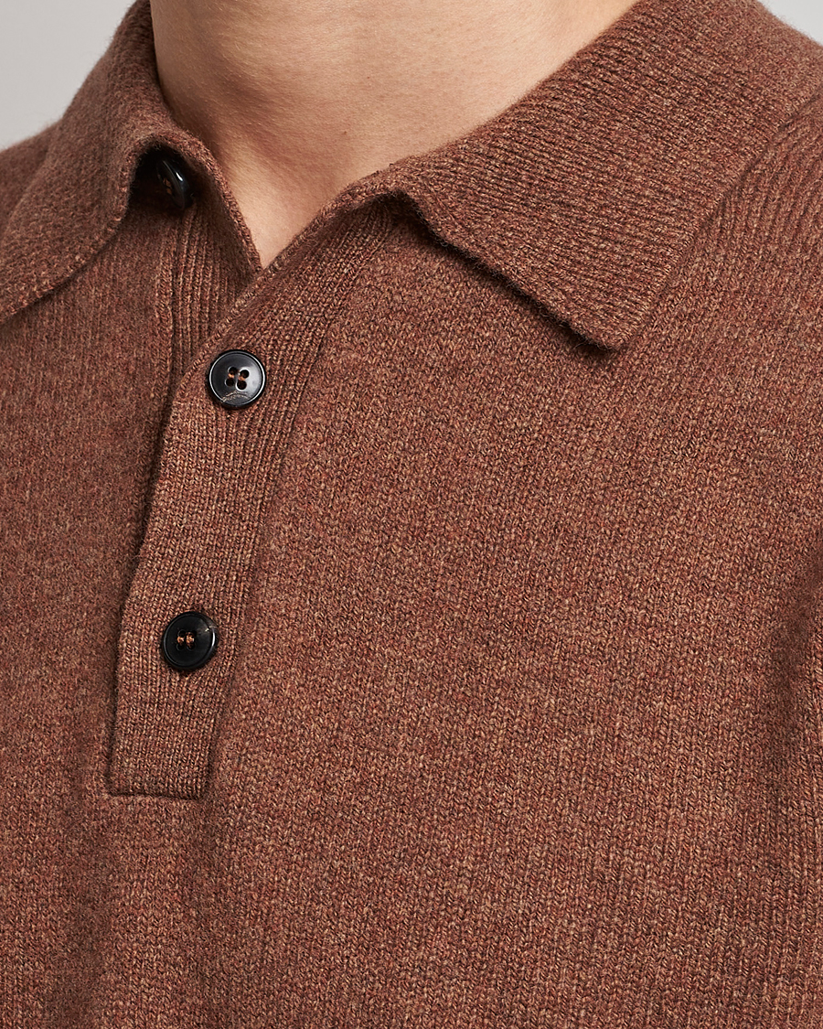 Men | Sweaters & Knitwear | Sunspel | Lambswool Poloshirt Pecan