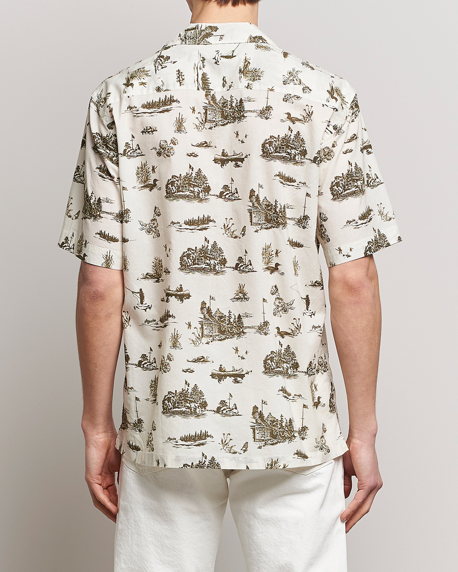 Men | Shirts | Woolrich | Zavikon Printed Short Sleeve Resort Shirt Milky Cream