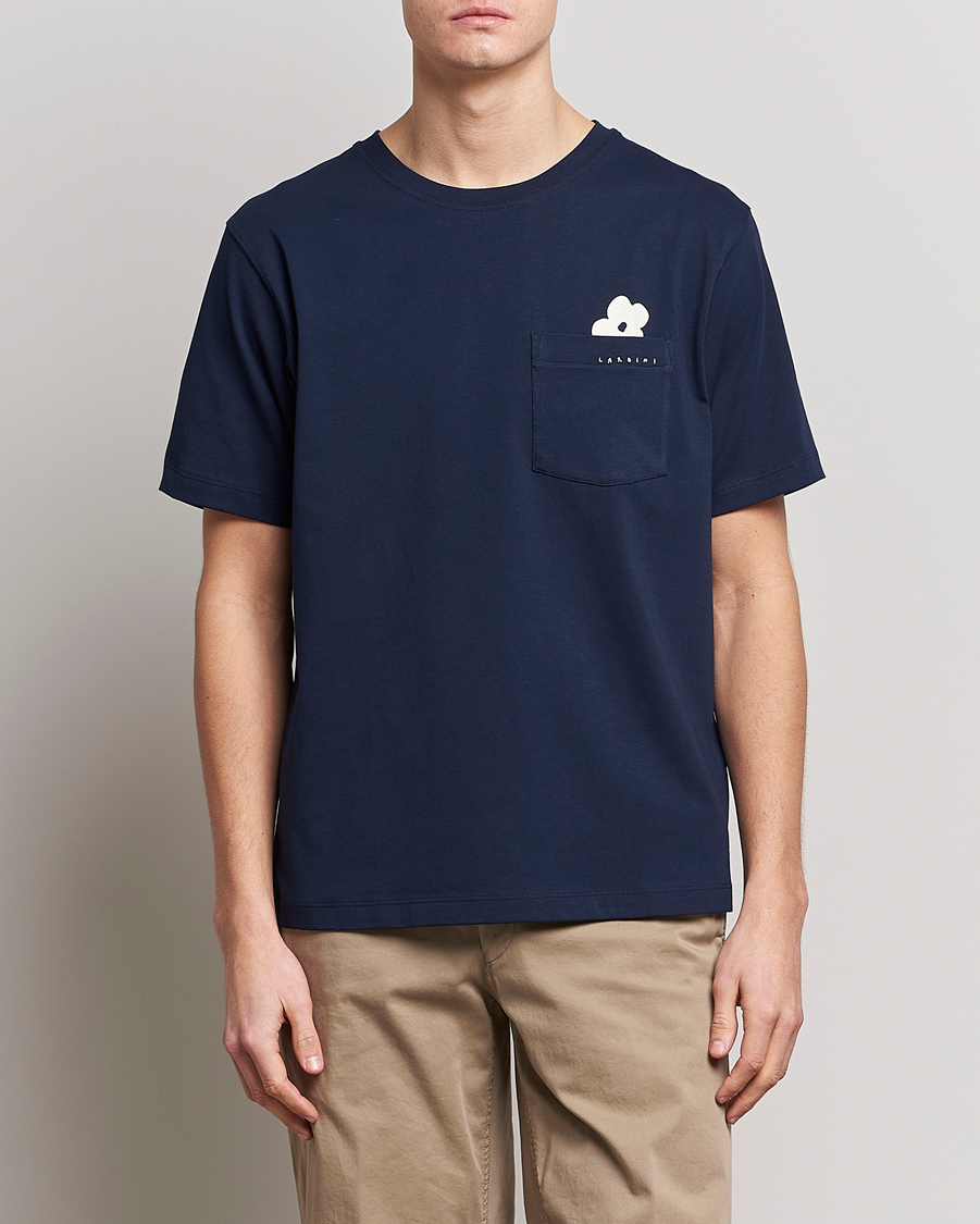 Men |  | Lardini | Fiore Tasca Printet Logo T-Shirt Navy