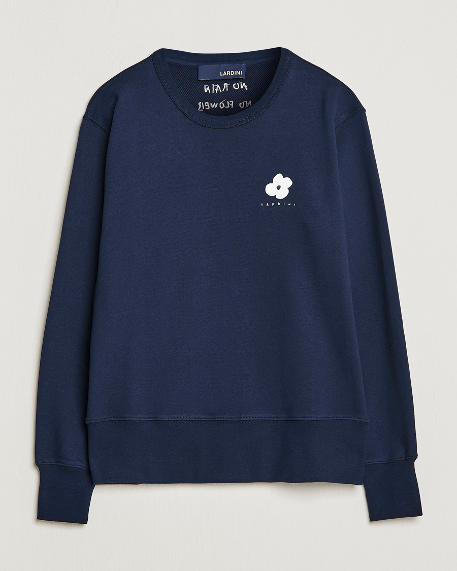 Men | Sweaters & Knitwear | Lardini | Cotton Embroidery Logo Sweatshirt Navy