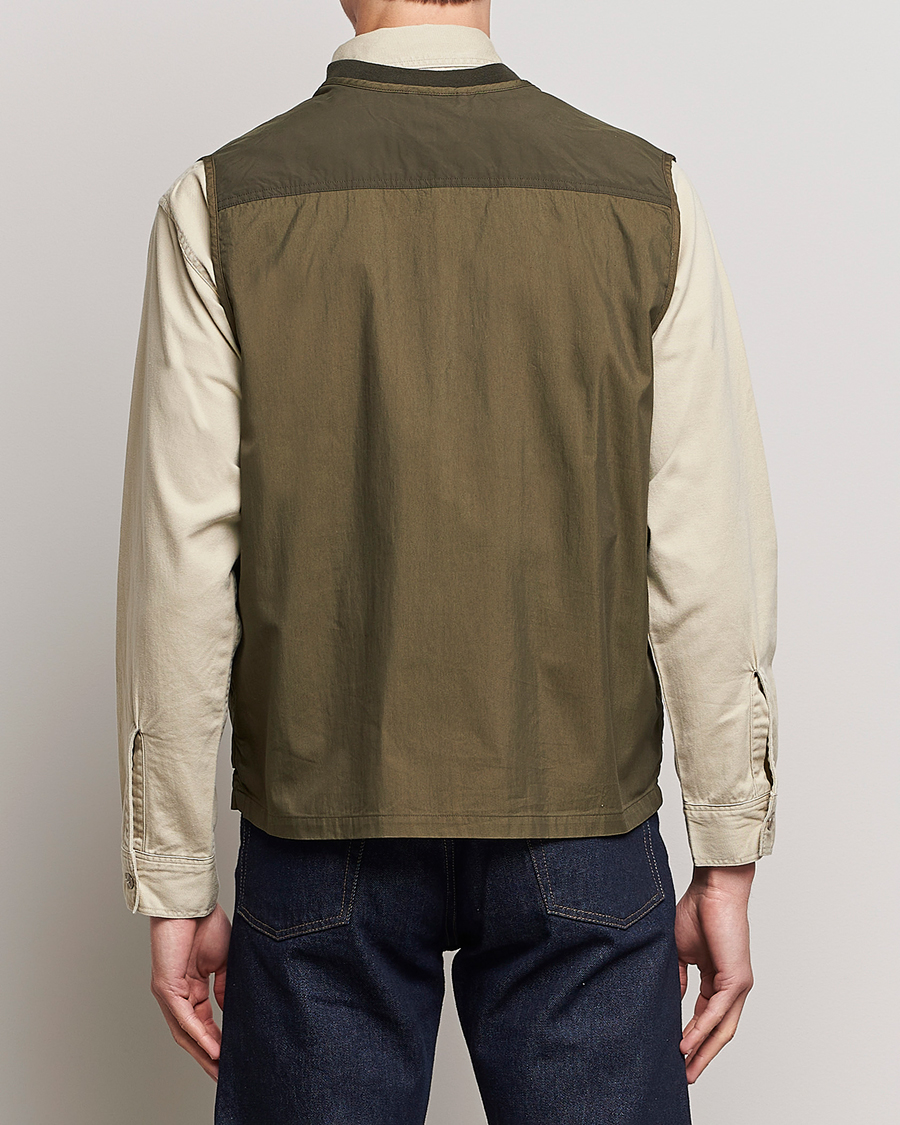 orSlow Cotton Nylon Utility Vest Army Green at CareOfCarl.com