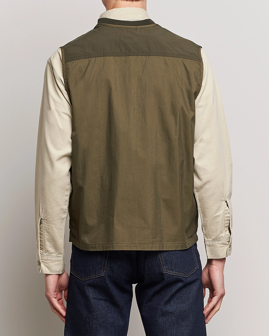 Men | Gilets | orSlow | Cotton Nylon Utility Vest Army Green
