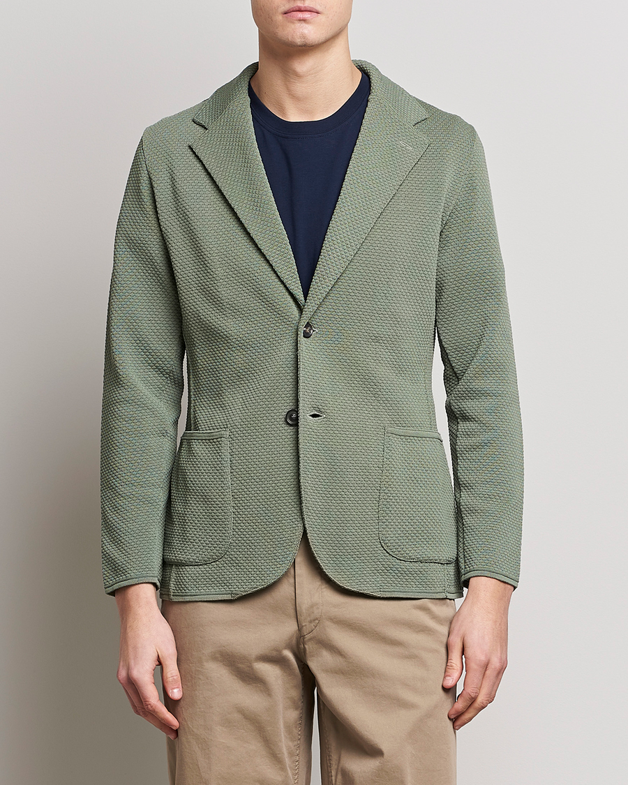 Men | Knitted Blazers | Lardini | Knitted Structure Cotton Blazer Soft Green