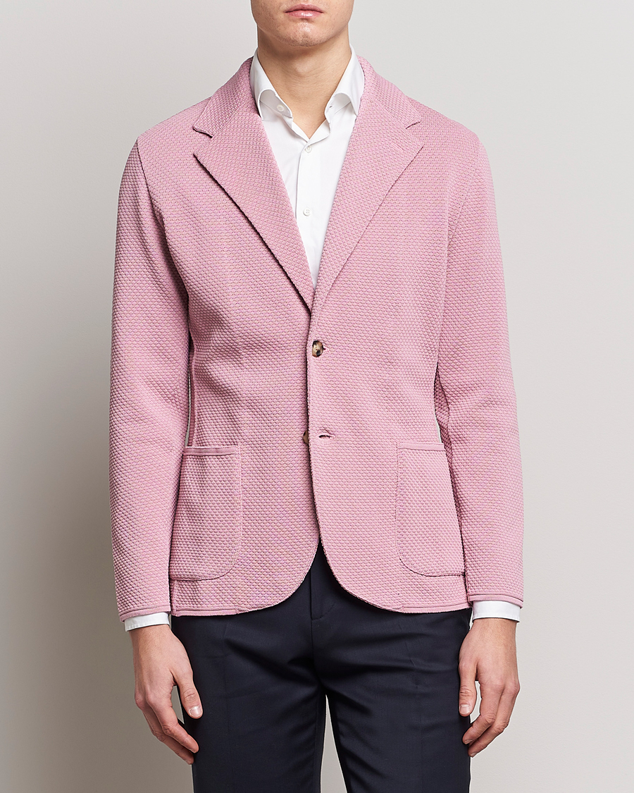 Men | Knitted Blazers | Lardini | Knitted Structure Cotton Blazer Soft Pink