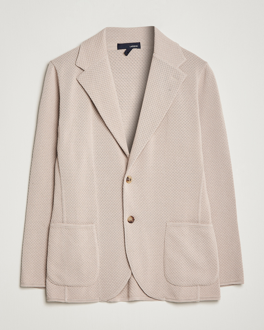 Men | Blazers | Lardini | Knitted Structure Cotton Blazer Beige