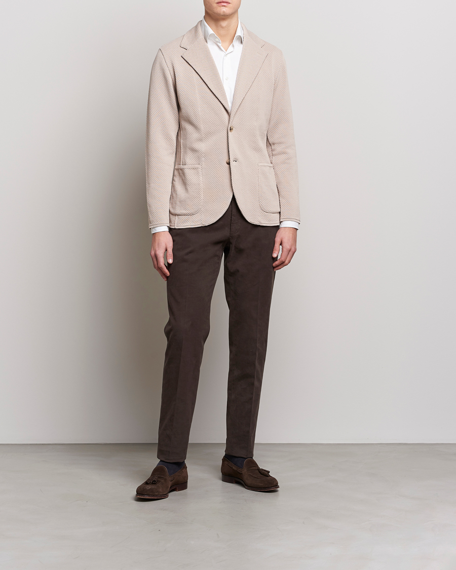 Men | Blazers | Lardini | Knitted Structure Cotton Blazer Beige