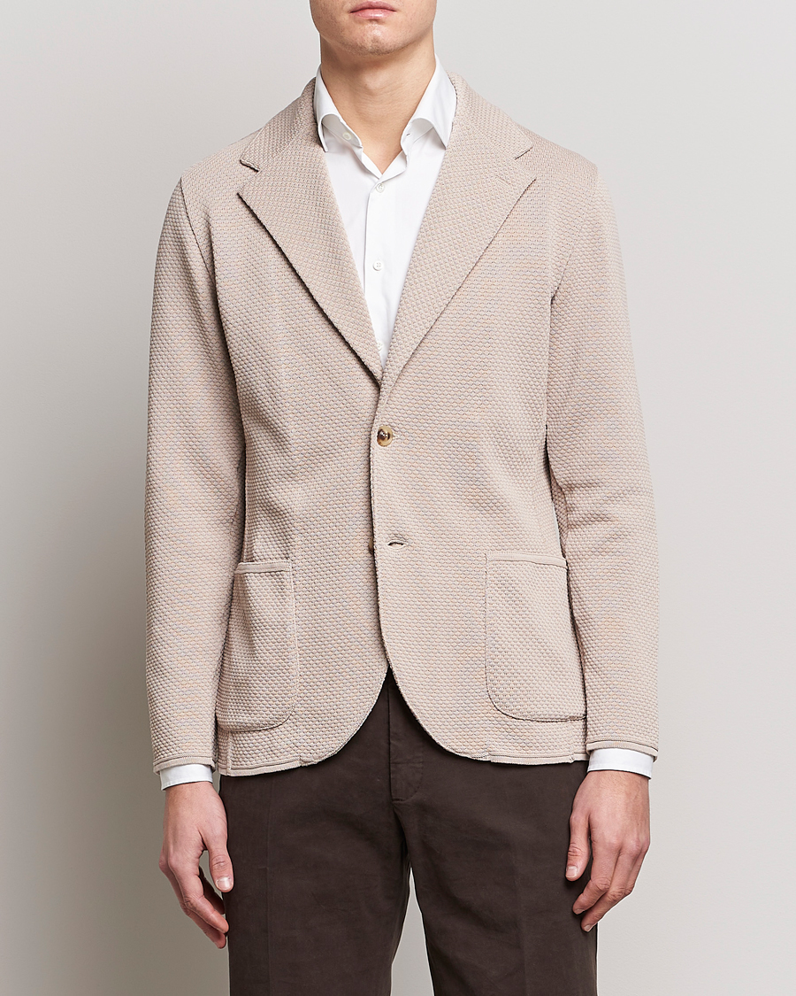 Men | Blazers | Lardini | Knitted Structure Cotton Blazer Beige