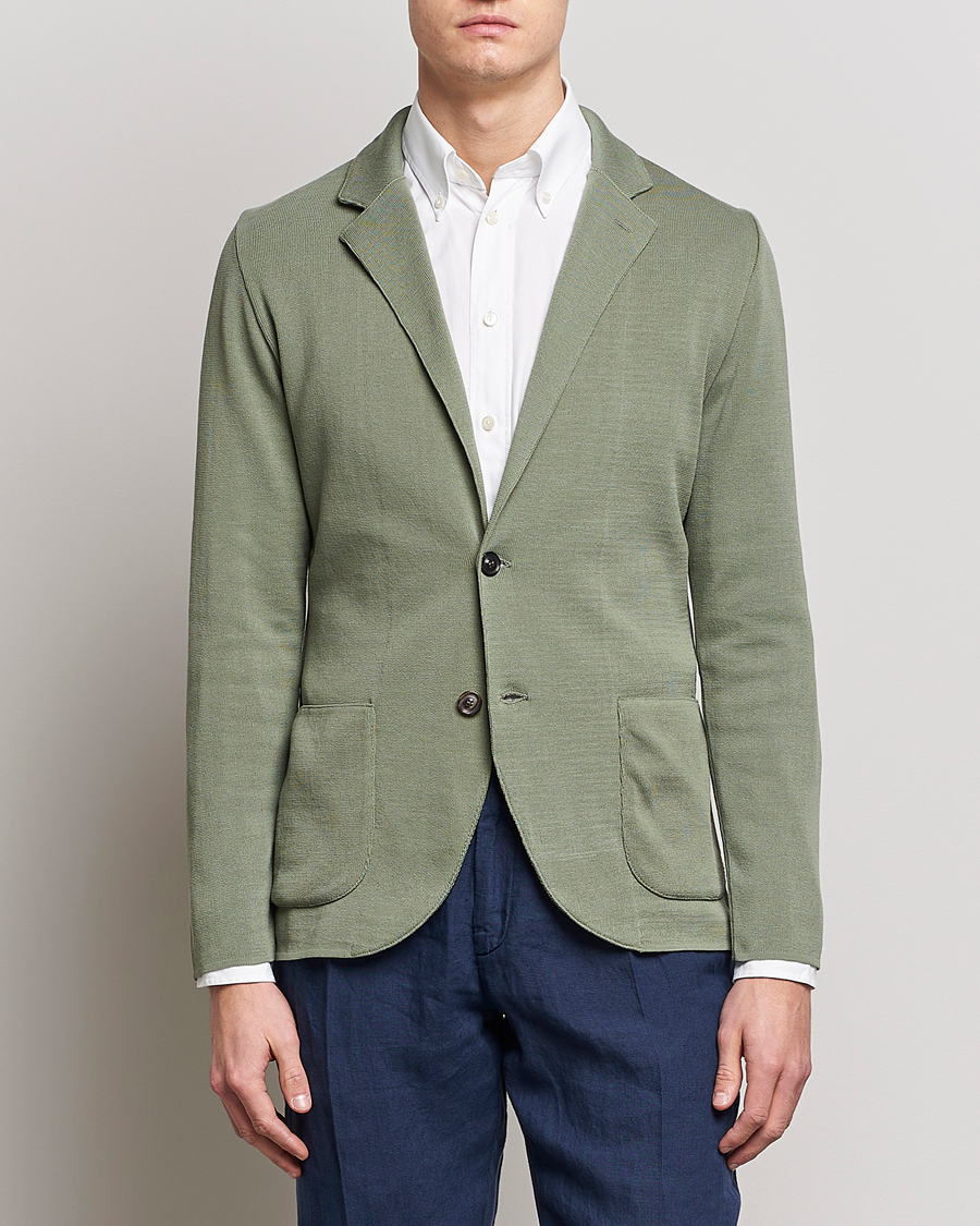 Men | Knitted Blazers | Lardini | Knitted Cotton Blazer Soft Green