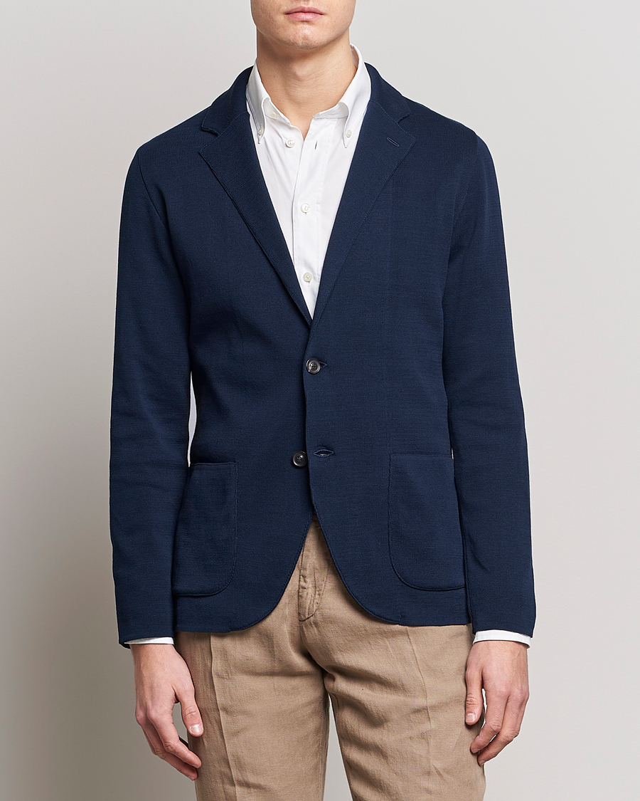 Men | Blazers | Lardini | Knitted Cotton Blazer Navy