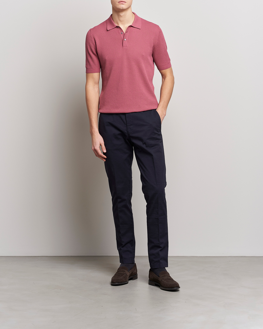 Men | Polo Shirts | Lardini | Short Sleeve Knitted Structure Cotton Polo Soft Pink