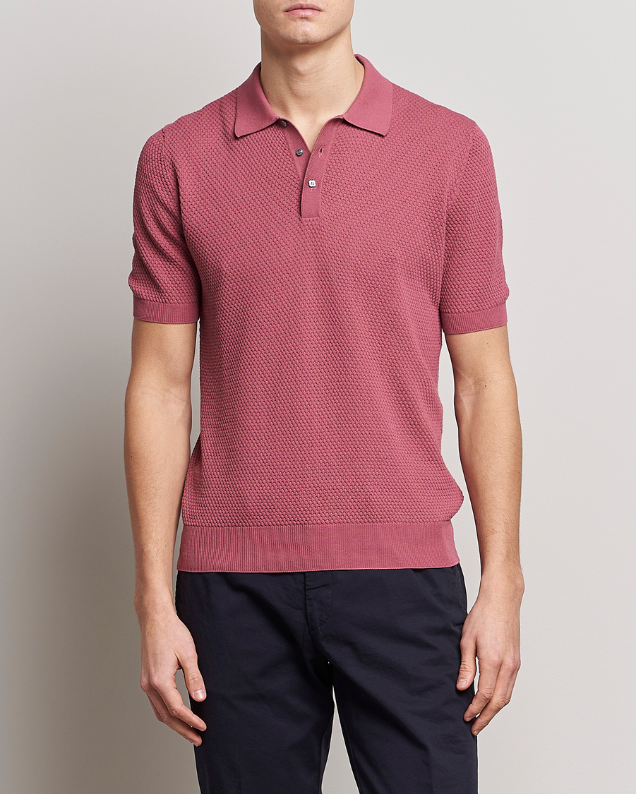 Men | Lardini | Lardini | Short Sleeve Knitted Structure Cotton Polo Soft Pink
