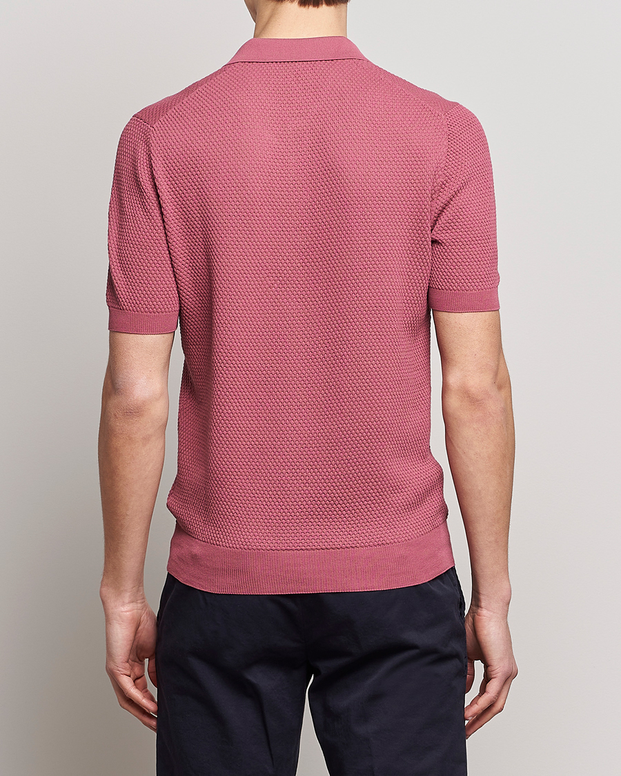 Men | Polo Shirts | Lardini | Short Sleeve Knitted Structure Cotton Polo Soft Pink