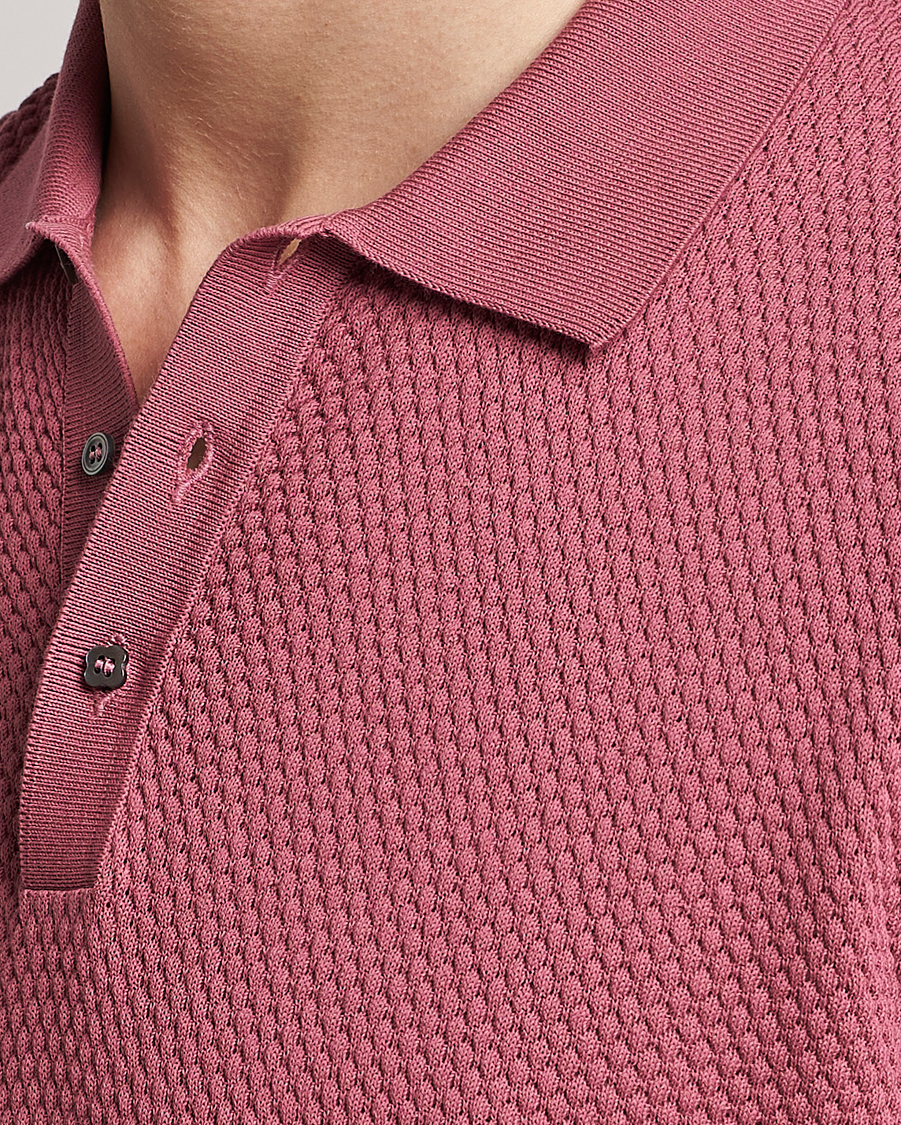 Men | Polo Shirts | Lardini | Short Sleeve Knitted Structure Cotton Polo Soft Pink