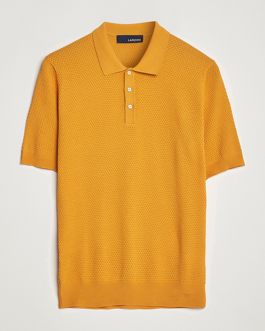 Men | Polo Shirts | Lardini | Short Sleeve Knitted Structure Cotton Polo Orange
