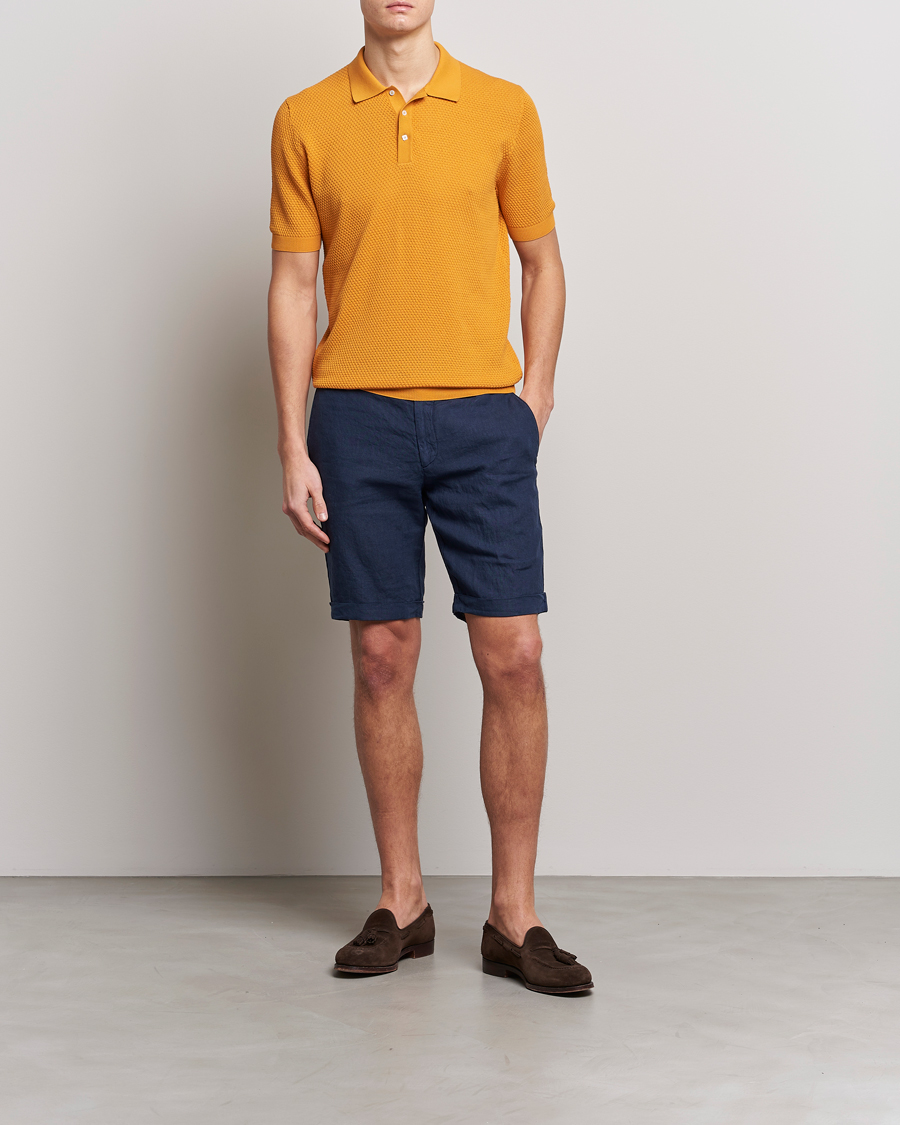 Men | Polo Shirts | Lardini | Short Sleeve Knitted Structure Cotton Polo Orange