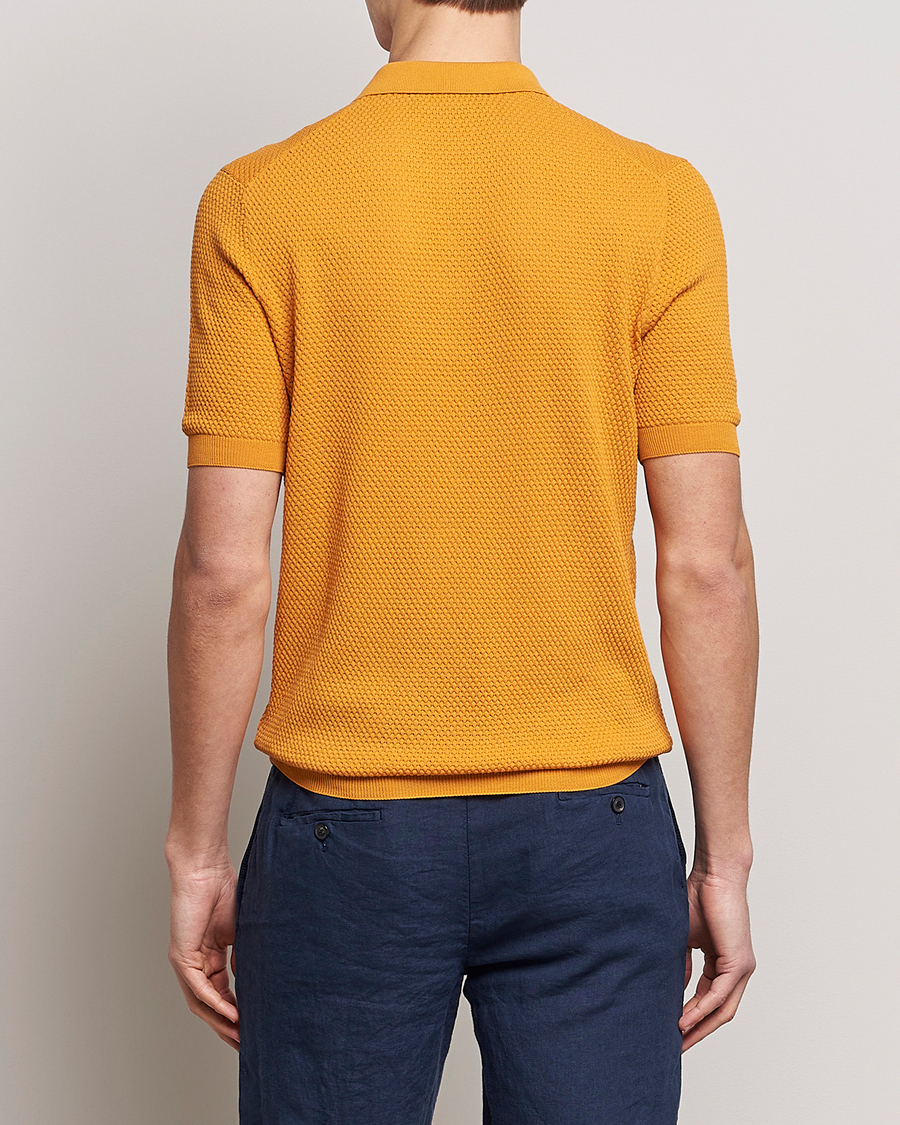 Men | Polo Shirts | Lardini | Short Sleeve Knitted Structure Cotton Polo Orange