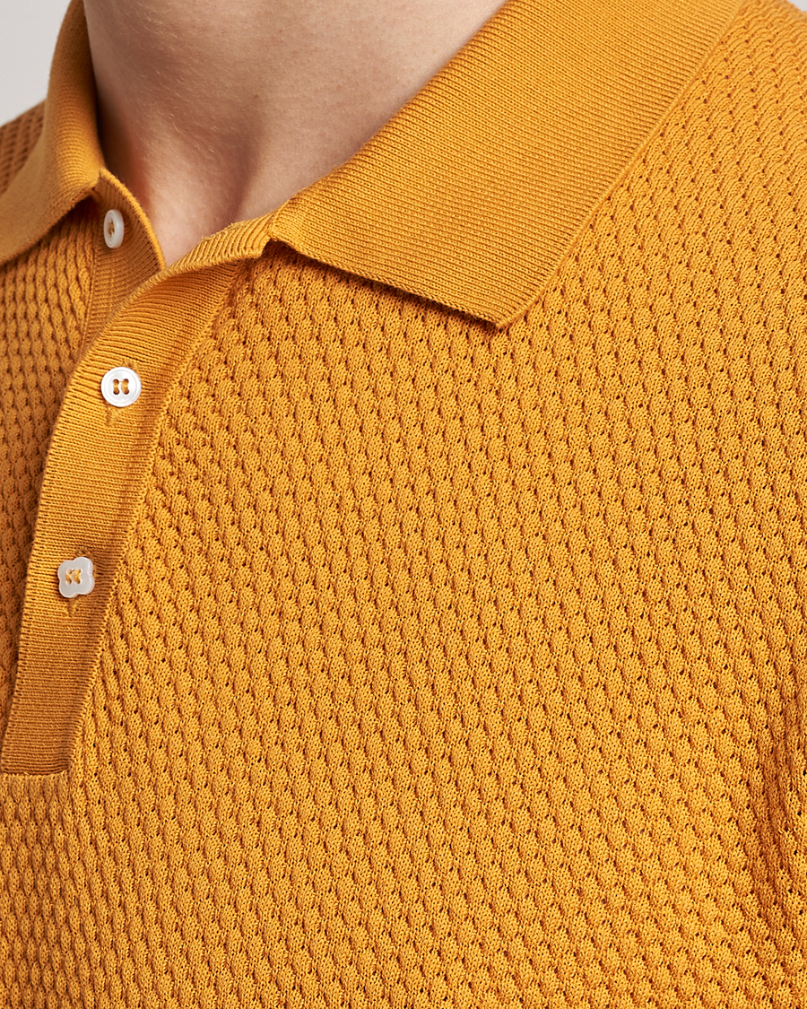 Men | Polo Shirts | Lardini | Short Sleeve Knitted Structure Cotton Polo Orange