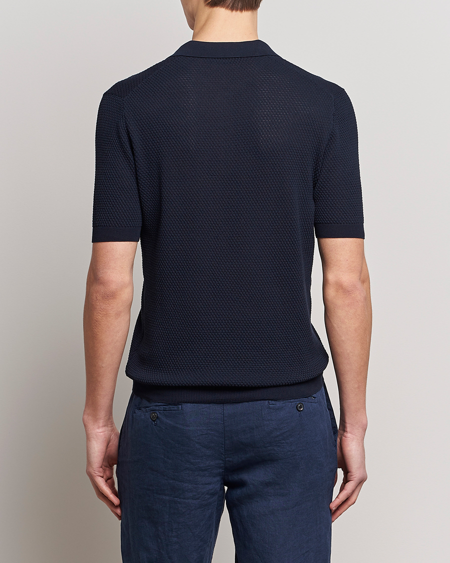 Men | Polo Shirts | Lardini | Short Sleeve Knitted Structure Cotton Polo Navy