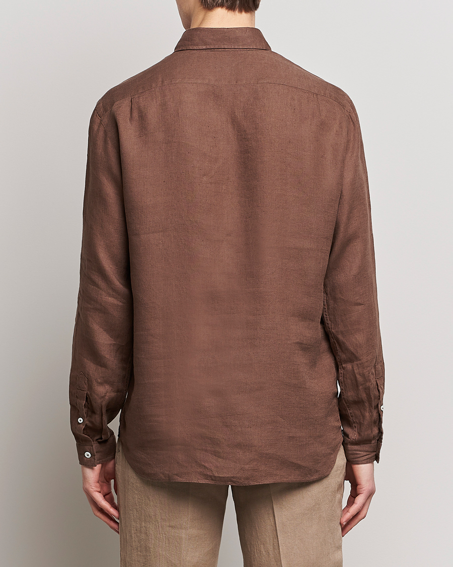 Men | Shirts | Lardini | Relaxed Linen Popover Shirt Brown