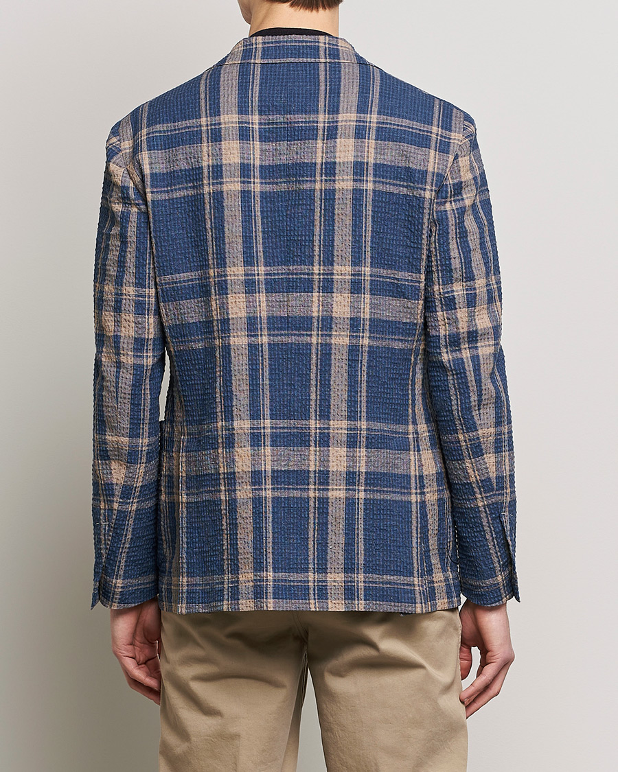 Men | Blazers | Lardini | Cotton/Linen Melange Seersucker Blazer Navy