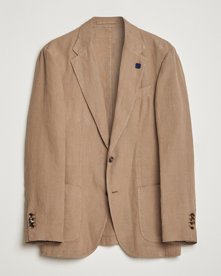 Men | Blazers | Lardini | Patch Pocket Linen Blazer Beige