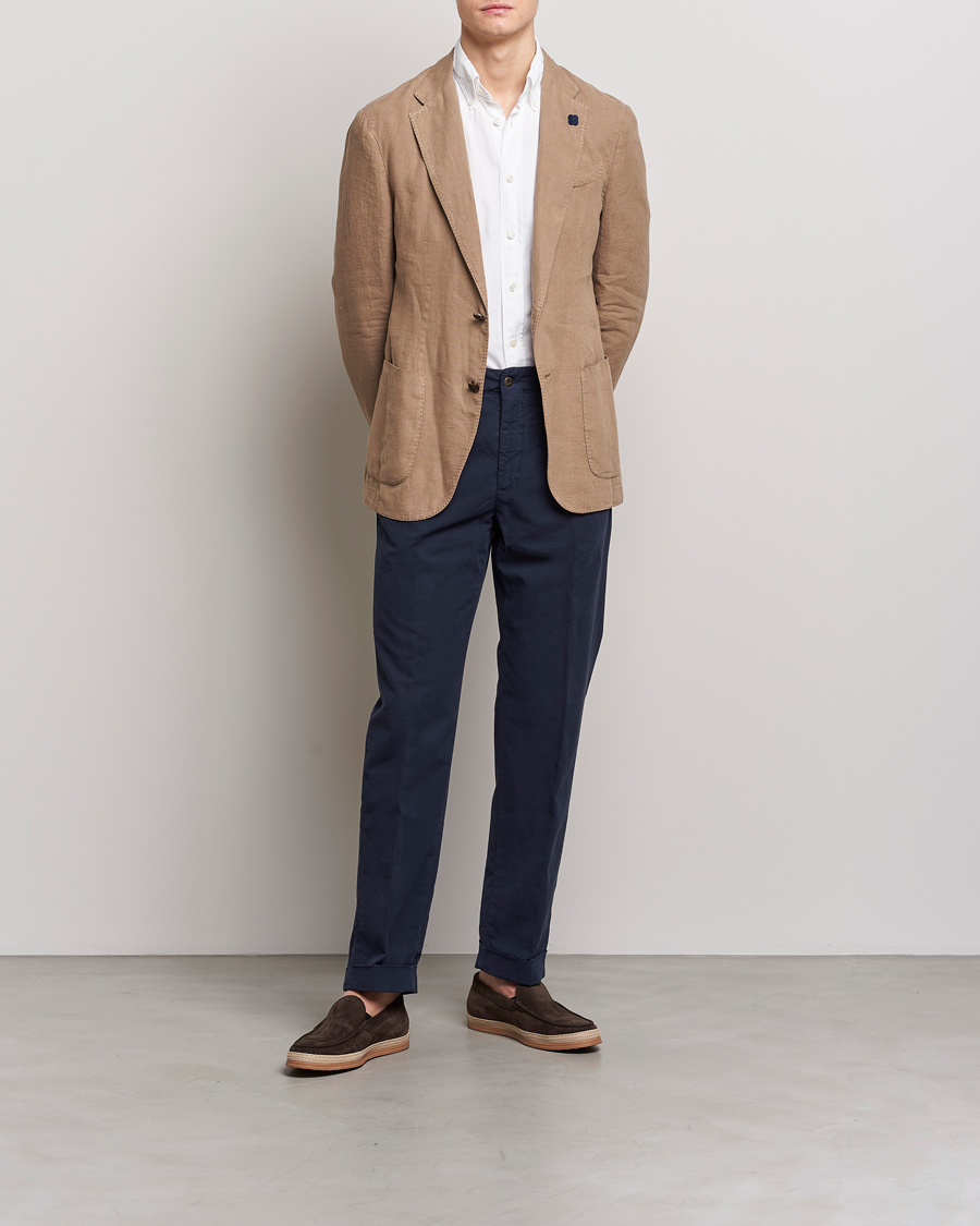 Men | Blazers | Lardini | Patch Pocket Linen Blazer Beige
