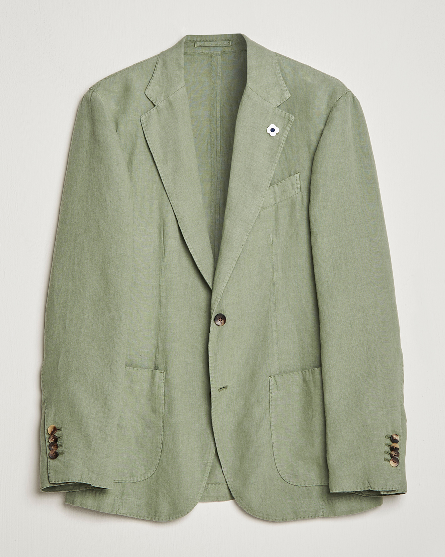 Men | Blazers | Lardini | Patch Pocket Linen Blazer Olive
