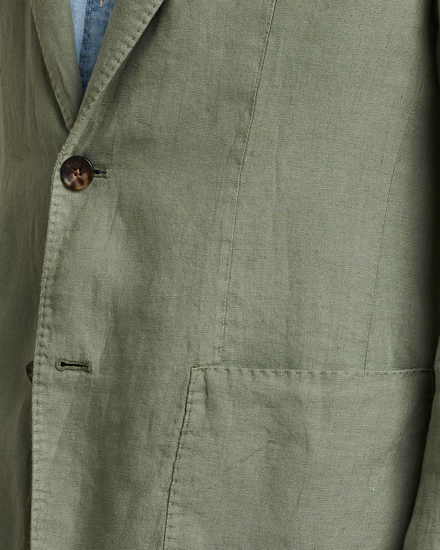 Lardini Patch Pocket Linen Blazer Olive at CareOfCarl.com