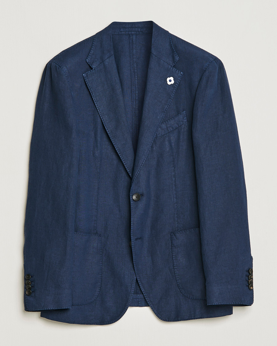 Men | Blazers | Lardini | Patch Pocket Linen Blazer Navy