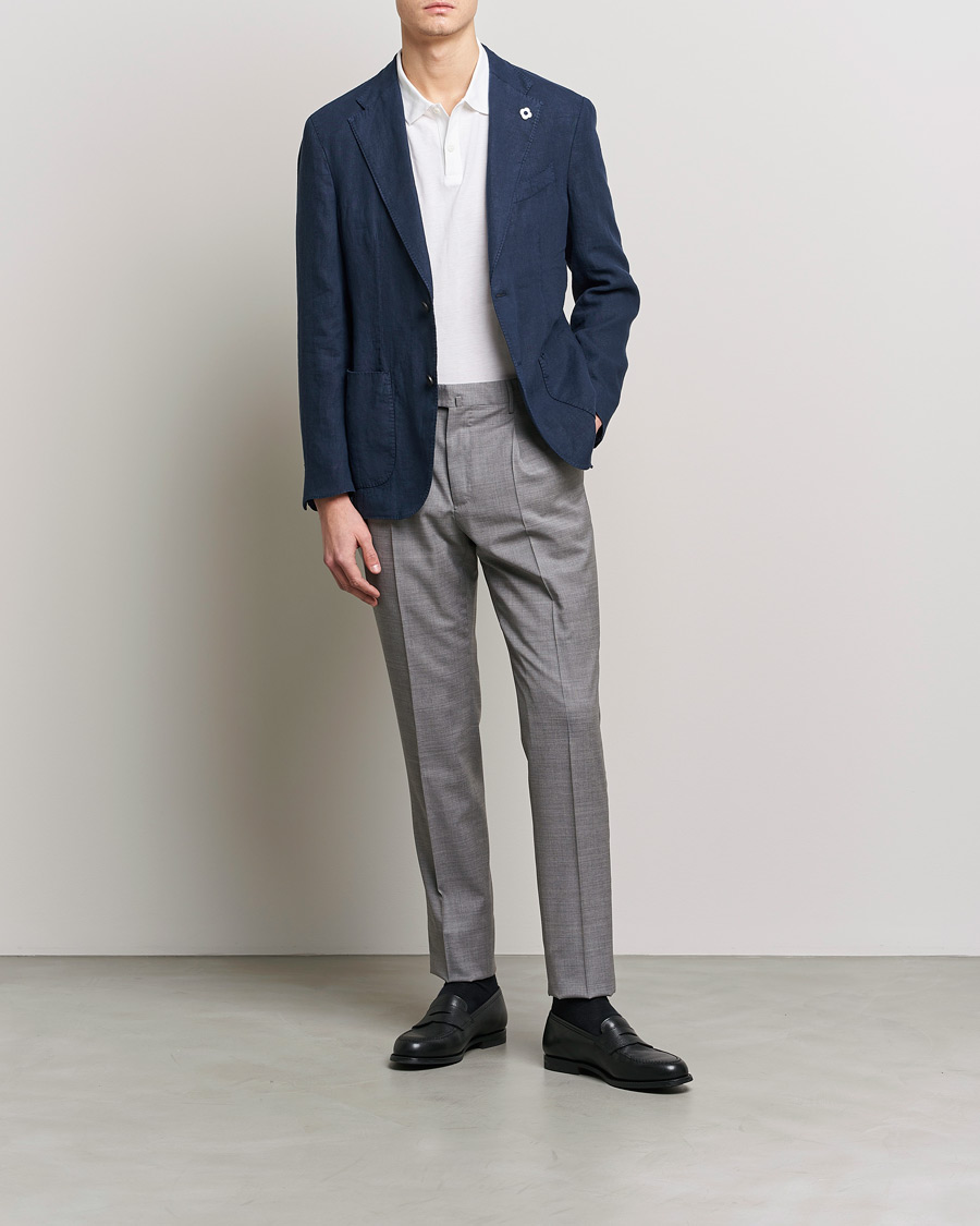 Men | Blazers | Lardini | Patch Pocket Linen Blazer Navy