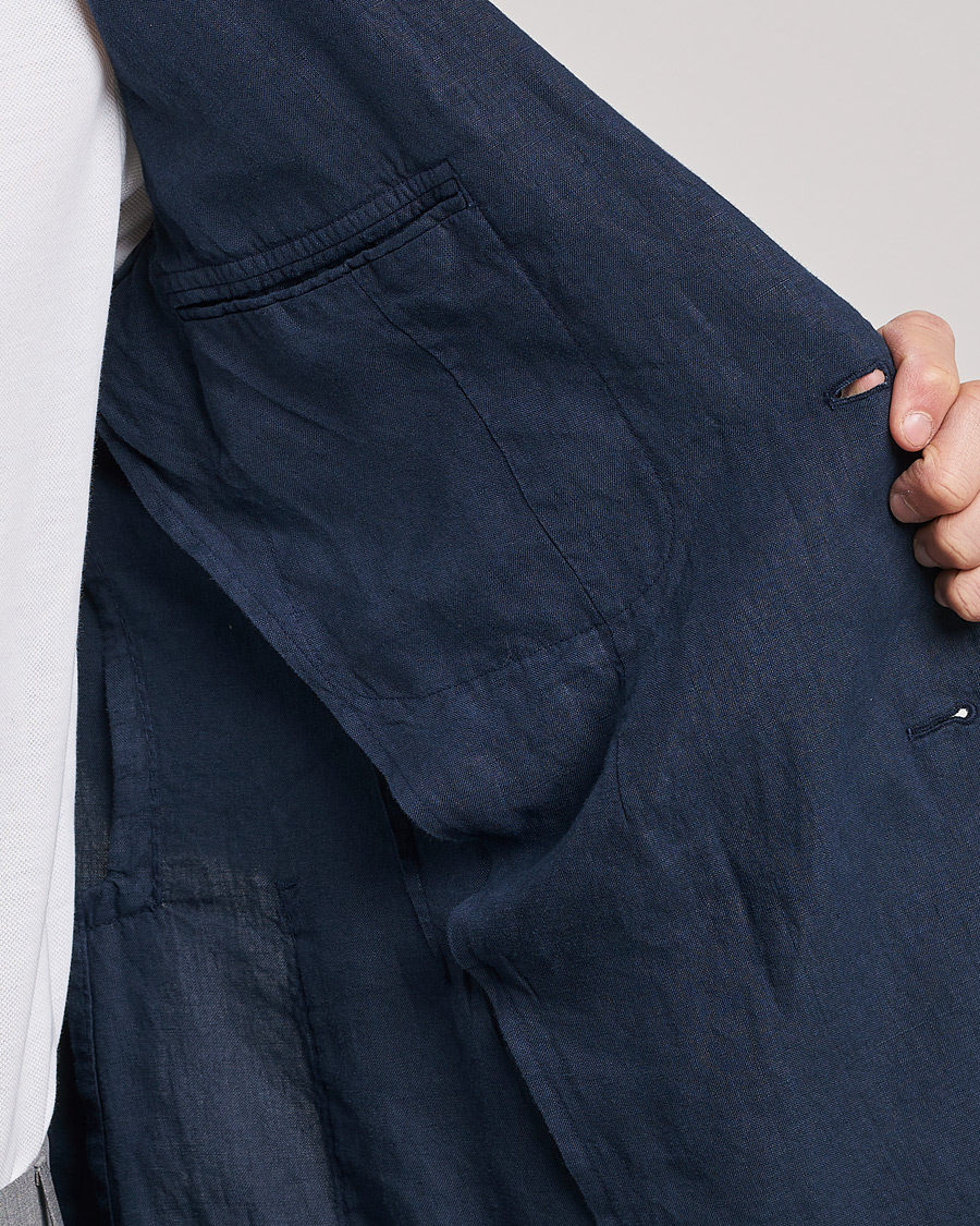 Men | Blazers | Lardini | Patch Pocket Linen Blazer Navy